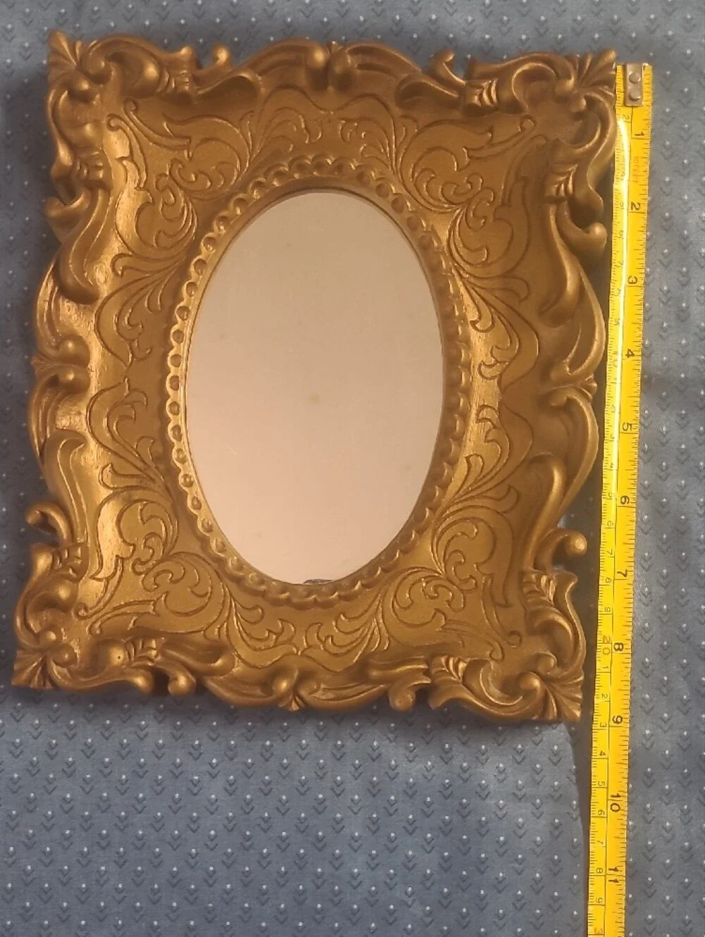 Ornate Gold Oval Accent Wall Mirror by